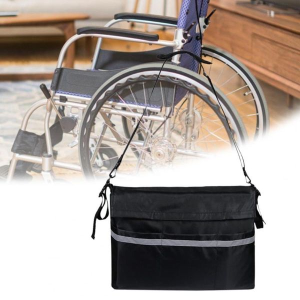 

multi-pocket wheelchair storage pouch shoulder hanging bag with reflective strip