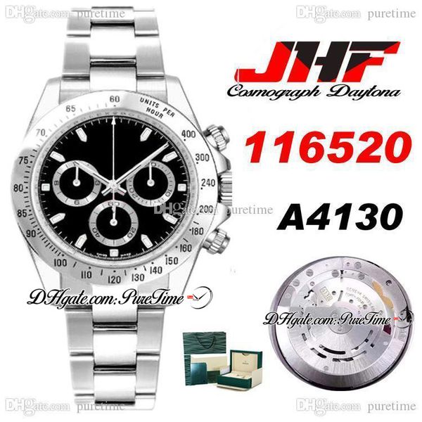 

jhf a4130 automatic chronograph mens watch steel case black dial stainless steel bracelet edition 116520 new 2020 ptrx puretime d4, Slivery;brown