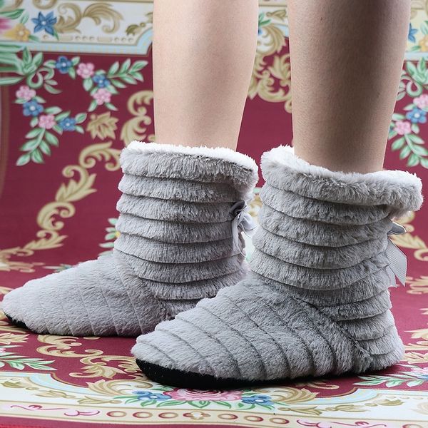

house slippers for women butterfly-knot keep warm velvet slippers with fur women soft striped fluffy slippers girls non slip y201026, Black