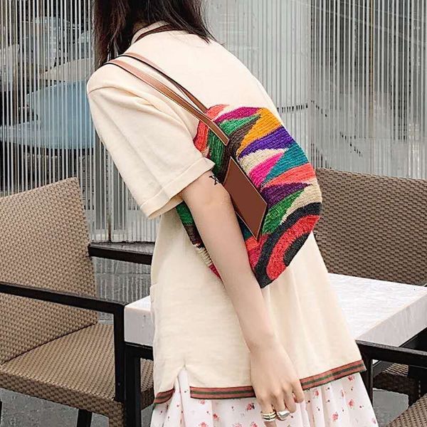 

fashion multi colour shoulder female underarm knitting wool bag new style personality knitted vegetable basket handbags