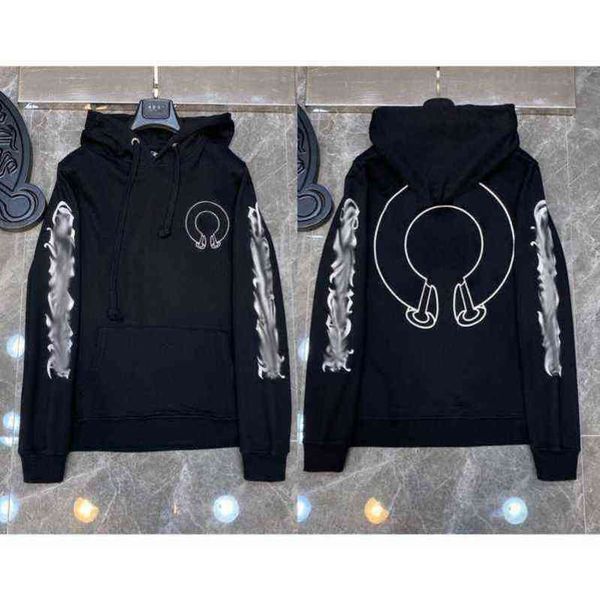 

ch classic quality hoodie fashion brand zipper autumn winter sweatshirts designer luxury men sweater horseshoe phantom cross print hooded wo, Black