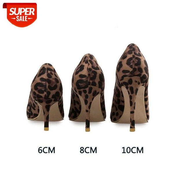 

autumn leopard women shoes high heels 6-10cm elegant office pumps shoes women animal print pointed toe luxury singles #pm3h, Black