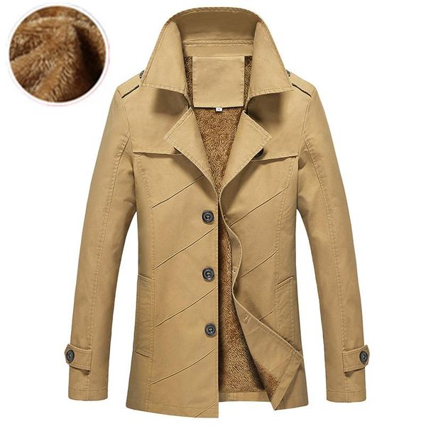 

new winter nice high-quality goods thick warm fashion social business jacket coat / male pure color slim casual jacket dust coat, Black;brown