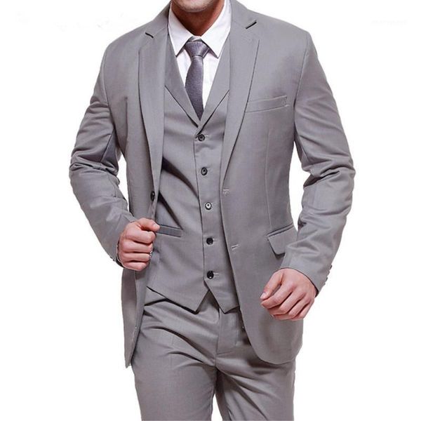 

custom made men light gray suits jacket pants formal dress men suit set wedding suits tuxedos tuxedos (jacket + pants + vest1, White;black