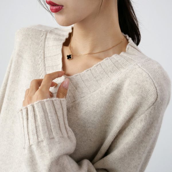 

2021 vneck blouses loose-style 100% knitted sweaters sale new fashion long women's jumpers wool szwy, White;black
