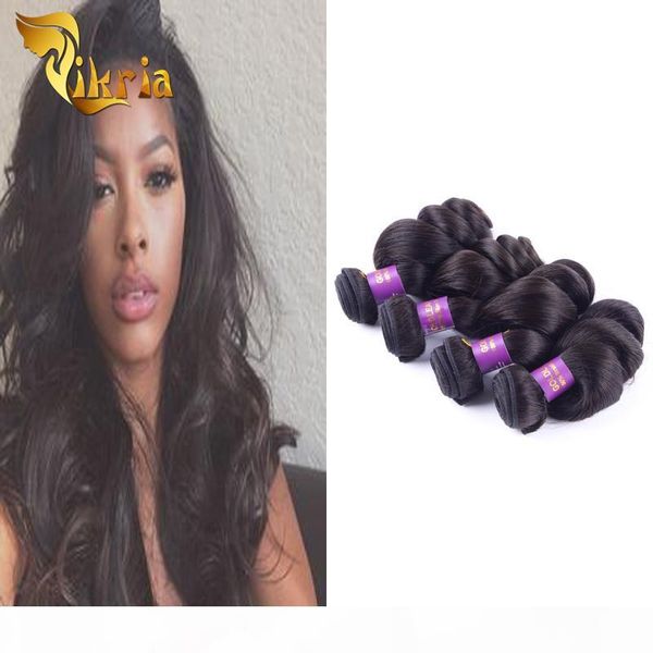 

brazilian hair unprocessed virgin human hair wefts wholesale loose wave brazilian indian malaysian peruvian 4 bundles hair extnensions, Black