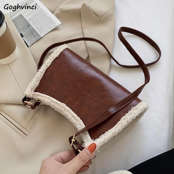 

shoulder bags women lambswool pu leather patchwork ins elegant cross body mini french bag handbags simple all-match ulzzang chic
