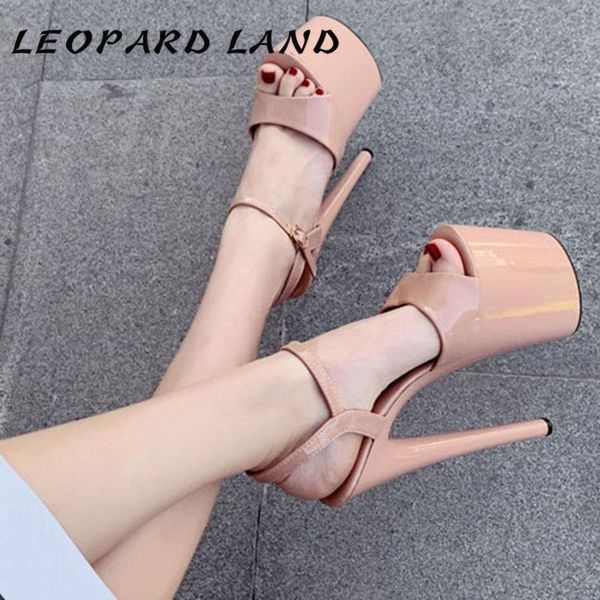 

sandals leopard land 2021 women fish toe black white super high heels model t station 20cm stage catwalk