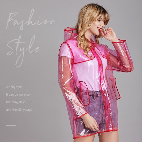 

womens transparent color cool raincoat waterproof rain coat rain jacket with hood pocket long short european fashion style bbyqqf alice_bag