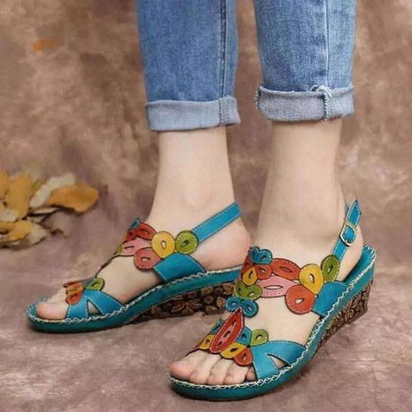 

2020 new summer fashion women open toe vintage wedges sandals soft pu leather beach shoes mujer sandalias 35-43 #ww5z