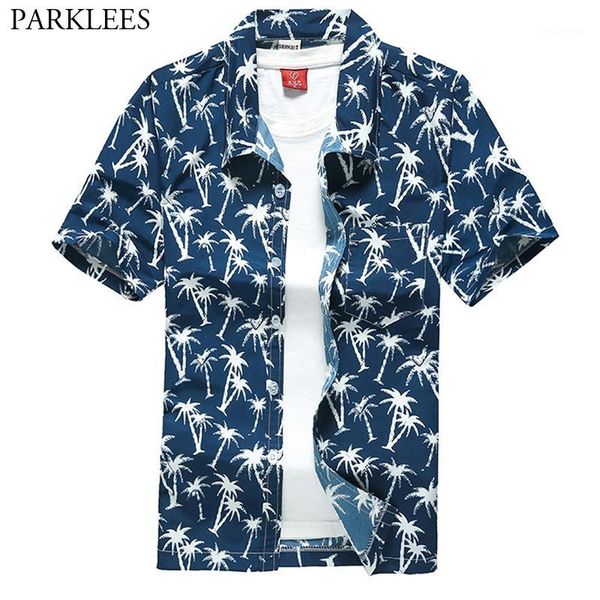 

funky palm tree printed hawaiian shirt men 2020 summer new short sleeve button down aloha shirts mens holiday vacation chemise1, White;black