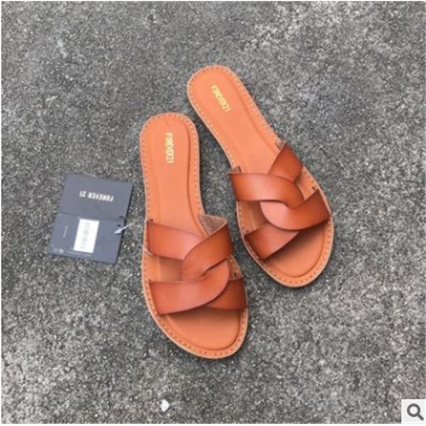 

genuine leather women slippers flats wedges slippers summer shoes women casual leather retro handmade slipper lady x1020, Black