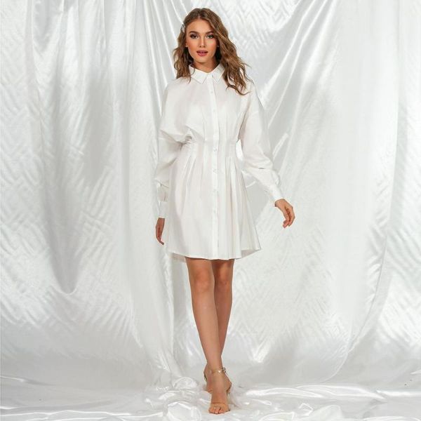 

white shirt dress women long sleeve shaped waist elegant dresses ladies party blouse, Black;gray