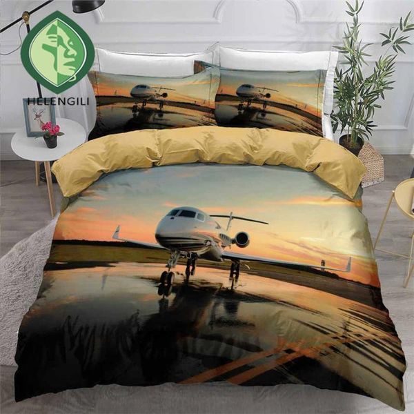 

helengili 3d bedding set aircraft print duvet cover set bedclothes with pillowcase bed home textiles #fj021