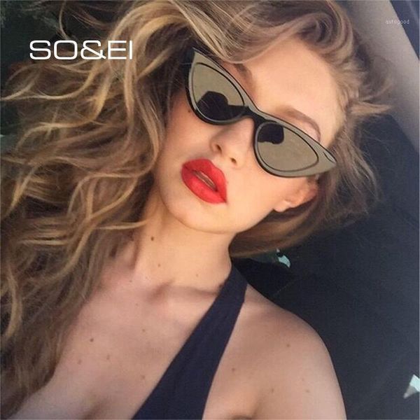 

sunglasses so&ei vintage small cat eye women gradient mirror eyewear fashion female sun glasses shades uv4001, White;black