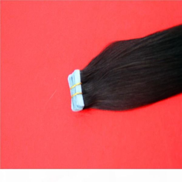 

jet black color brazilian straight remy human hair pu skin weft hand tied tape in human extensions 16'' 20'' 24' 32
