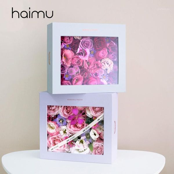 

gift wrap creative rectangle translucent box packaging flower boiuquet wedding favor decoration package gifts florist boxes1