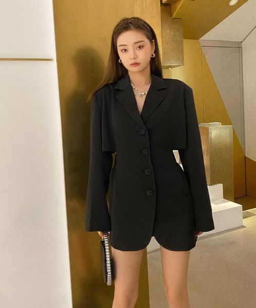 

2020 fashion women autumn jackets female loose casual suits coat backless chic korean skirts blazers outerwear casaco wb83, White;black