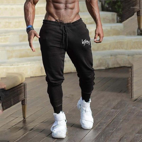

men's pants fitness skinny trousers spring elastic bodybuilding pant workout track bottom pants men joggers sweatpants1, Black