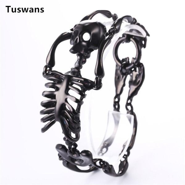 

skull bracelet big skeleton bones statement punk jewelry gold color stainless steel christmas gift gothic bracelets men wmtpkm bdesybag, Bronze;silver