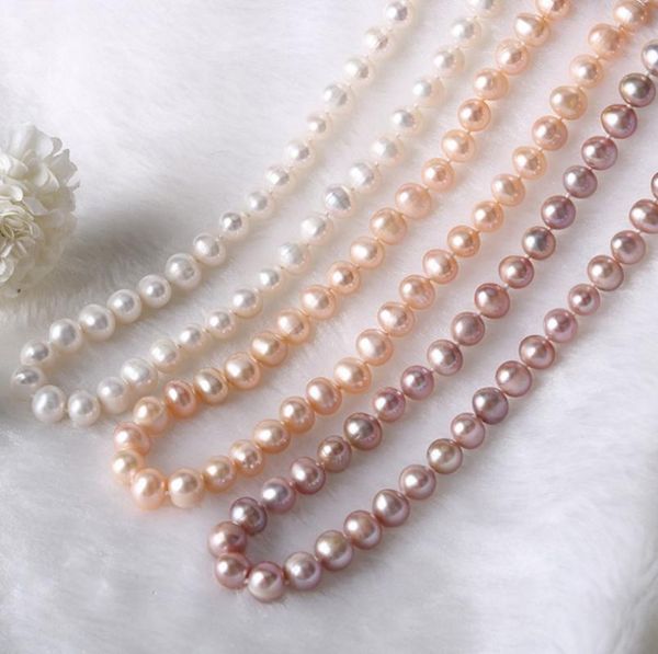 

chains natural 8-9mm pearl lady's necklace up-market 34xx, Silver