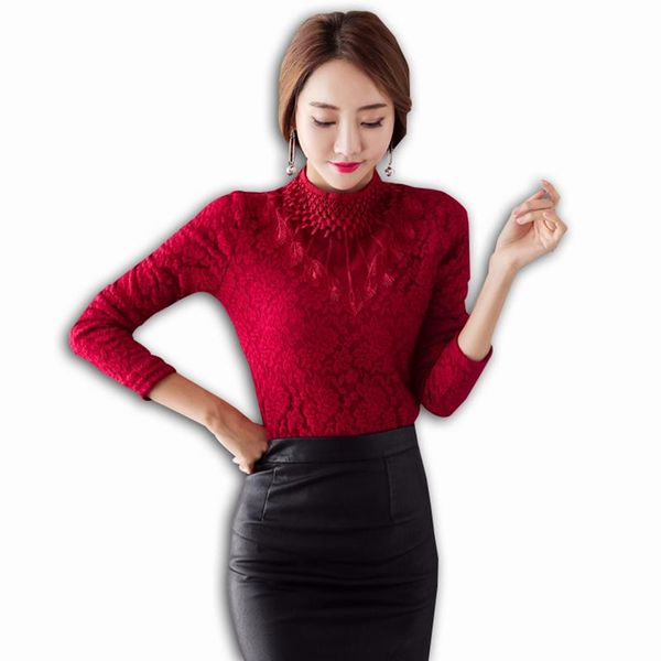

foxmertor lace shirt comfortable elegant women blouse autumn long sleeve solid fashion shirts slim female casual ladies, White