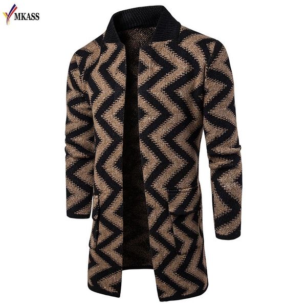 

2020 men trench coat male knit cardigan jacket men double-breasted long section brand outwear cotton jackets, Tan;black
