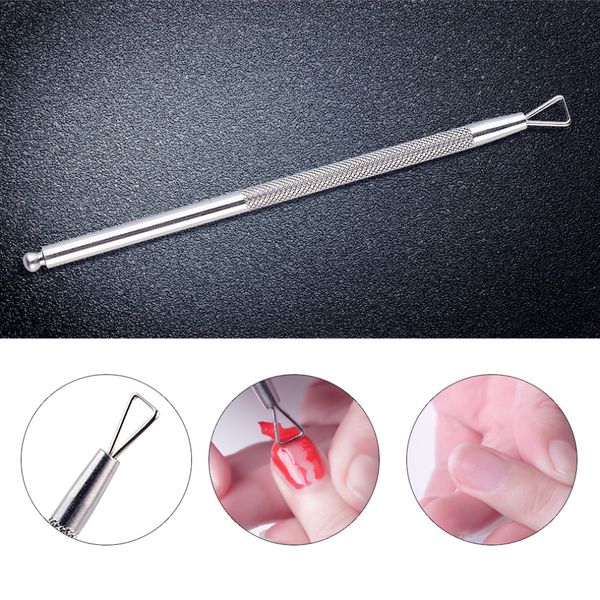 

hnm nail art tool uv gel polish remove nail culticle triangle stick pusher stainless steel nail rod varnish removing manicure