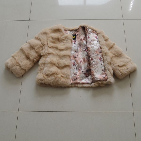 

new neck of the women 100% natural fashions real winter fur coats thin lady short rabbit skin outerwears, Black
