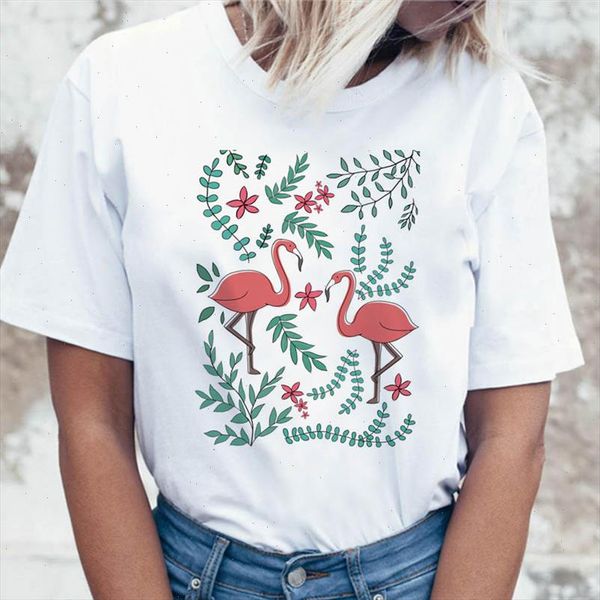 

flamingo t shirt women graphic tees for female funny t shirt tshirt clothing korean harajuku ulzzang, White