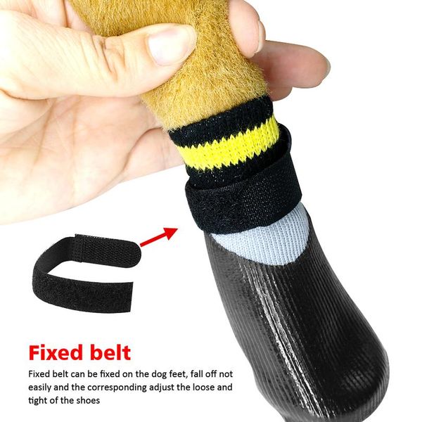 

4pcs/set outdoor waterproof nonslip anti-stain dog cat socks booties shoes wth rubber sole pet paw protector for small l wmtdpg