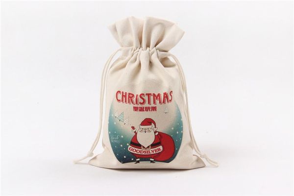 

ручной хлопок белье рождество подарочные пакеты санта-клауса xmas tree фасовка мешки для хранения мешок подарка drawstring сумка малый портм