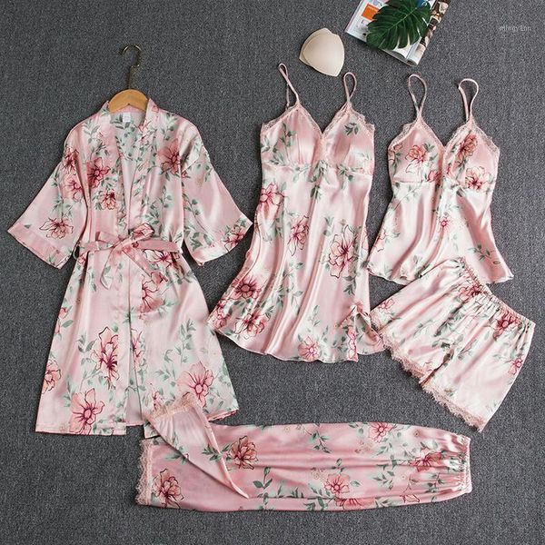 

women summer silk lingerie pijiama satin autumn spaghetti strap pajamas gown korean 5/4 piece pajama sets pink sleepwear1, Black;red