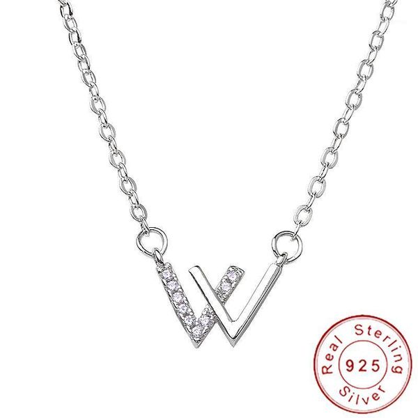 

delicate solid 925 silver letter v necklace female minimalist short choker clavicular chain neclace girlfriend gift sn0081, Golden;silver