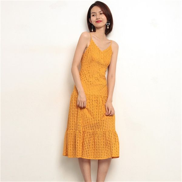 

2021 new summer feminine hollow pearls needlework maxi cotton party long solid fashion suspenders dress zy49 lu5w, Black;gray