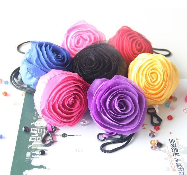 

factory price storage shape foldable rose handbag eco flower reusable environmental shopping bags folding grocery large
