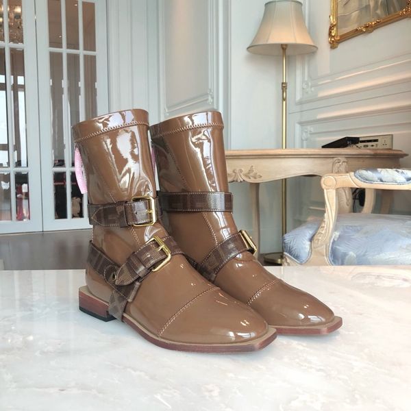 

buckle boots designer real leather classical women boots genuine leather, Black