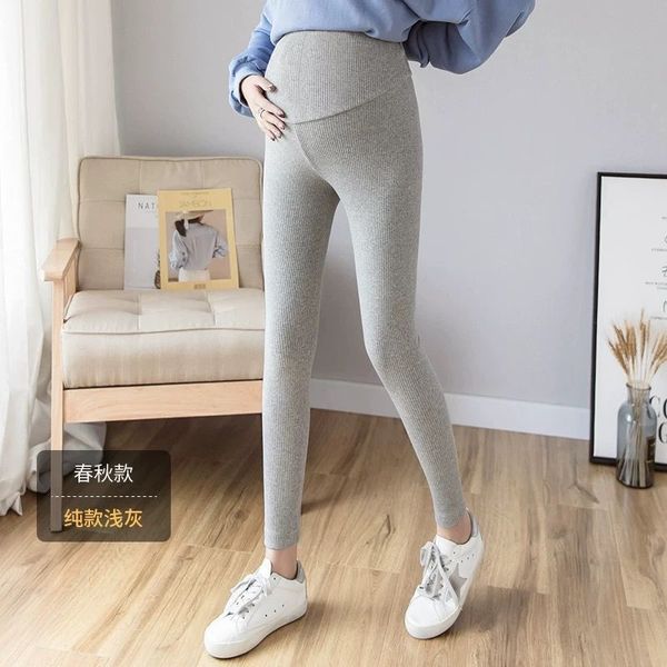 

maternity trousers pregnancy leggings adjustable band pants warm pregnancy clothes for pregnant women spring autumn plus size lj201123, White