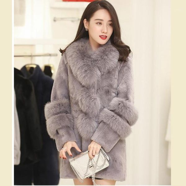 

winter fashion womens faux fur coat fake fur collar jacket female faux rex coat thicken warm plus size l16821, Black