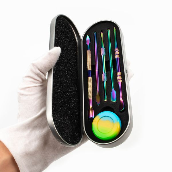 All'ingrosso kit utensili da tavolino set scatola di alluminio confezione per fumare herb herb vaporizer penna atomizzatore di cera atomizzatore di cera titanio unghie strumento dabber