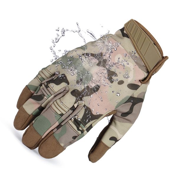 

fleece touch warm screen winter waterproof cold weather snowboard bicycle multicam hard knuckle full finger gloves for m