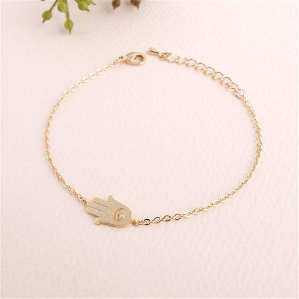 

women hamsa with crystal eye pendant bracelet for family's gift jewelry, Black