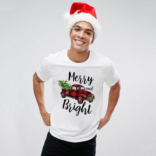 

t shirts plaid merry christmas t-shirts casual men xmas tree truck tshirts fashion harajuku holiday winter tshirt clothes, White;black