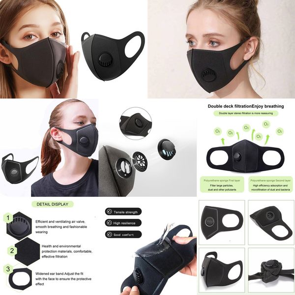 

factoryosiwwashable reusable warm mask winter pm2.5 dustprot face breathing with valve sponge anti-dust fog protective masks boom