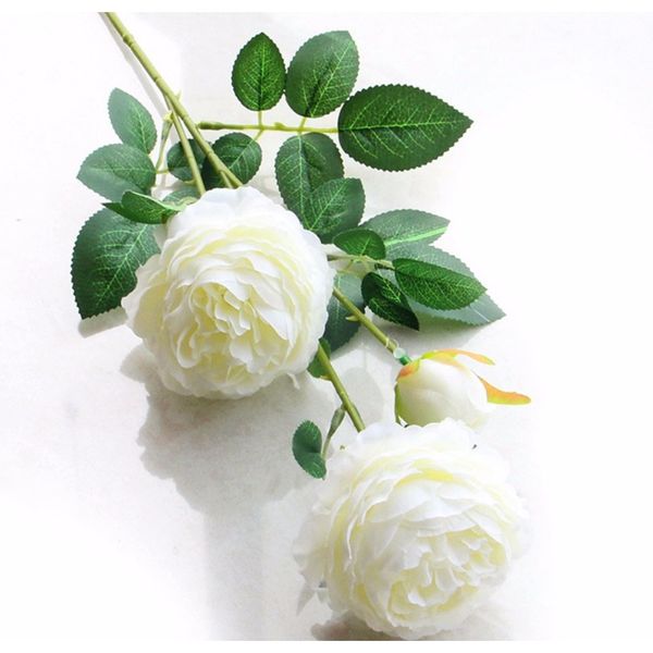 

3 heads silk peony artificial flowers branch with leaves imitation european peony fake flores for home l wedding decor a0445 f bbyshv