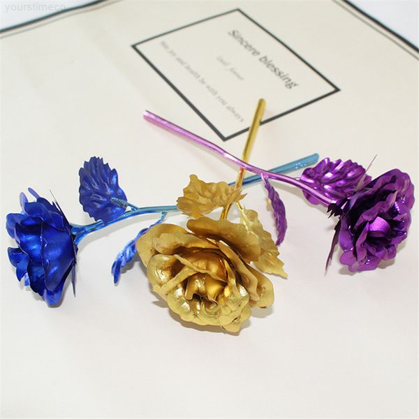 

foil plated wedding decoration golden dipped artificial gold rose flower