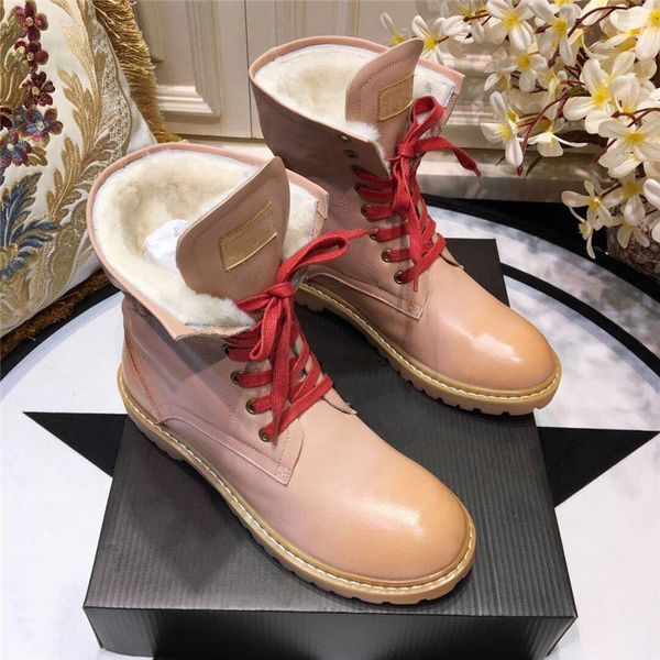 

winter new leather martial shoes wool warm hands and handsome straps thin boots temperament snow boots women, Black