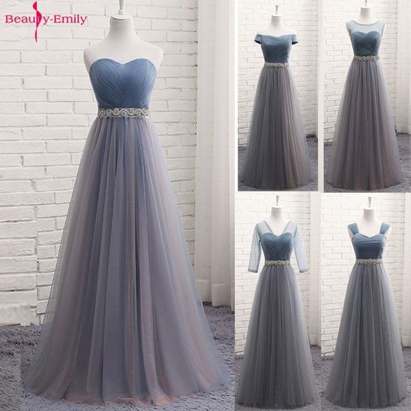 

beauty-emily tulle v neck evening dresses long for women 2021 elegant formal party dress a-line prom gown plus size vestido1, White;black