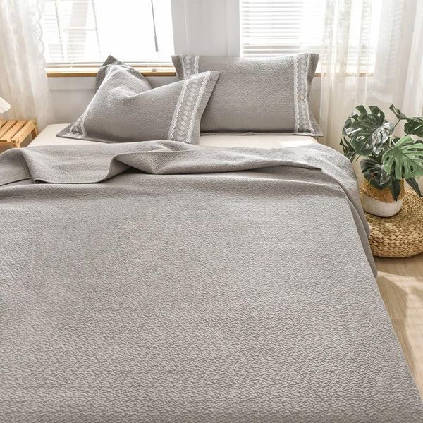 

chausub solid color quilt sets 3pcs bedspreads bed cover with 2 pillowcase king queen coverlet summer blanket