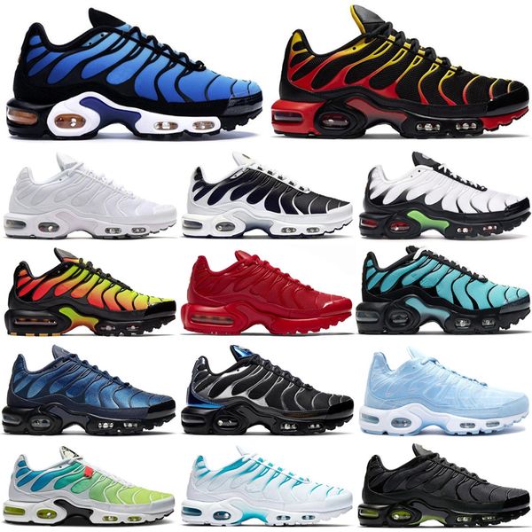 

discount mens designer sneakers classic tn plus running shoes black red white gold sports trainer men surface breathable casual shoes
